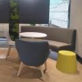 Office at OUE Downtown | Products Seen: [Jett Lounger Midback - Wood, Cupcake (Storage) - V2, Customise Curve Sofa & Argo – PP + Round Leg Chair]